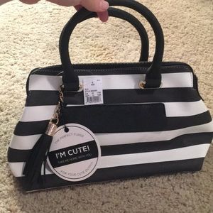 Black and white striped purse